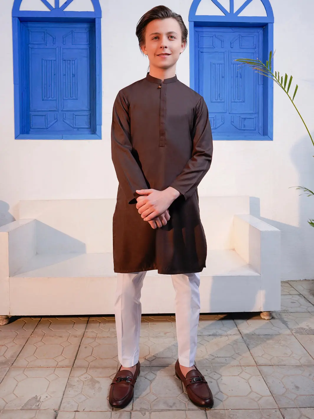 Dark Brown Blended Kurta - Alt-K-053 1