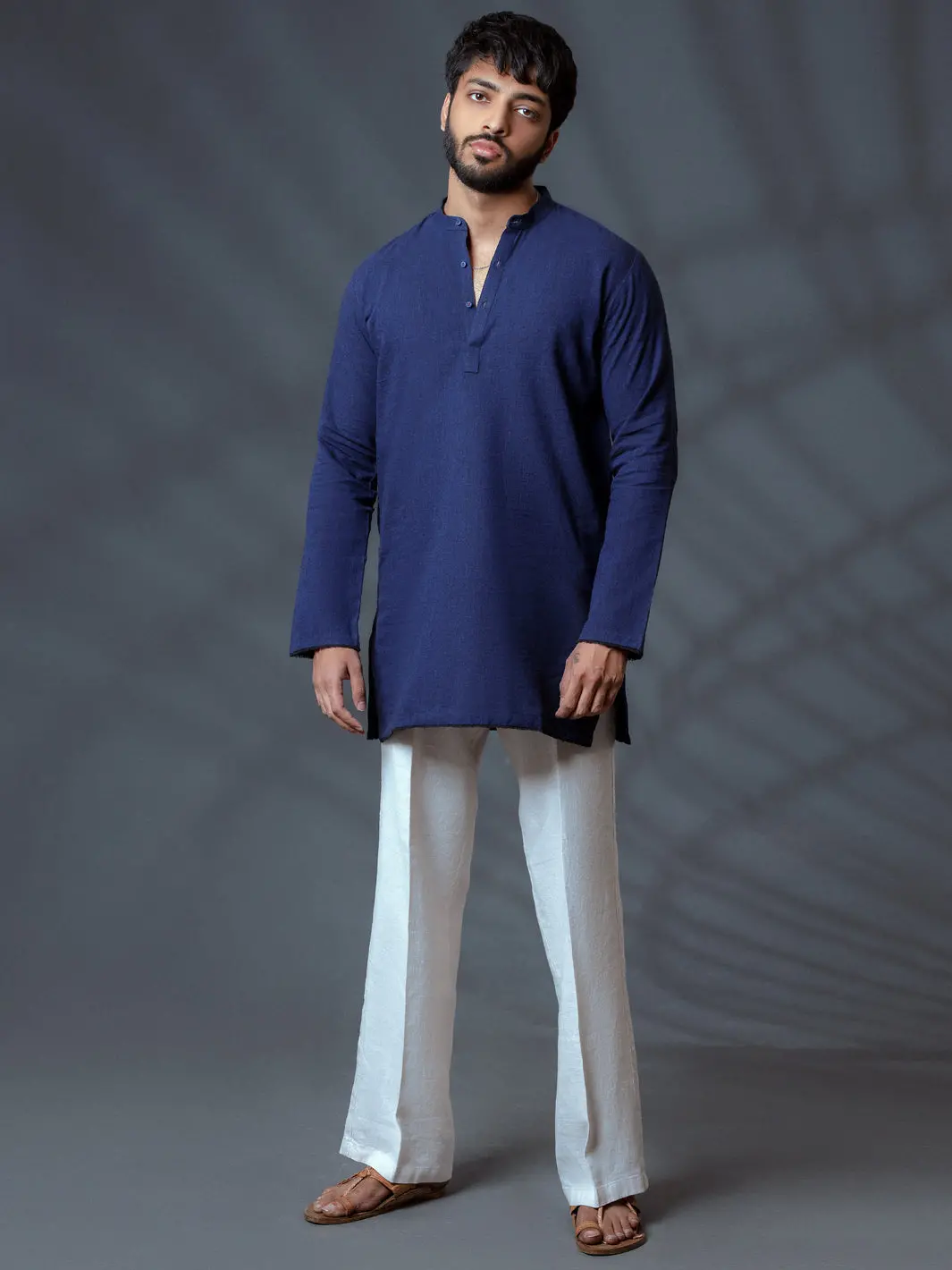 Blue Linen Short Kurta - Alcr-K-007 1