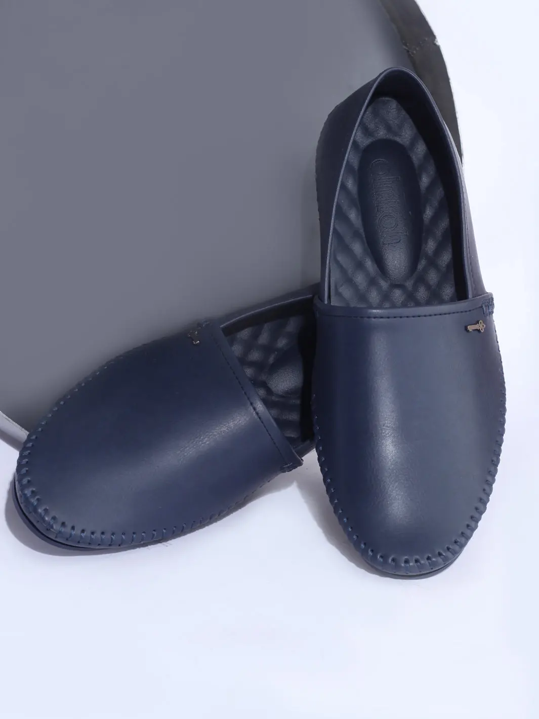 Navy Blue Leather Slip-On - Al-Msho-011-R1-21 1