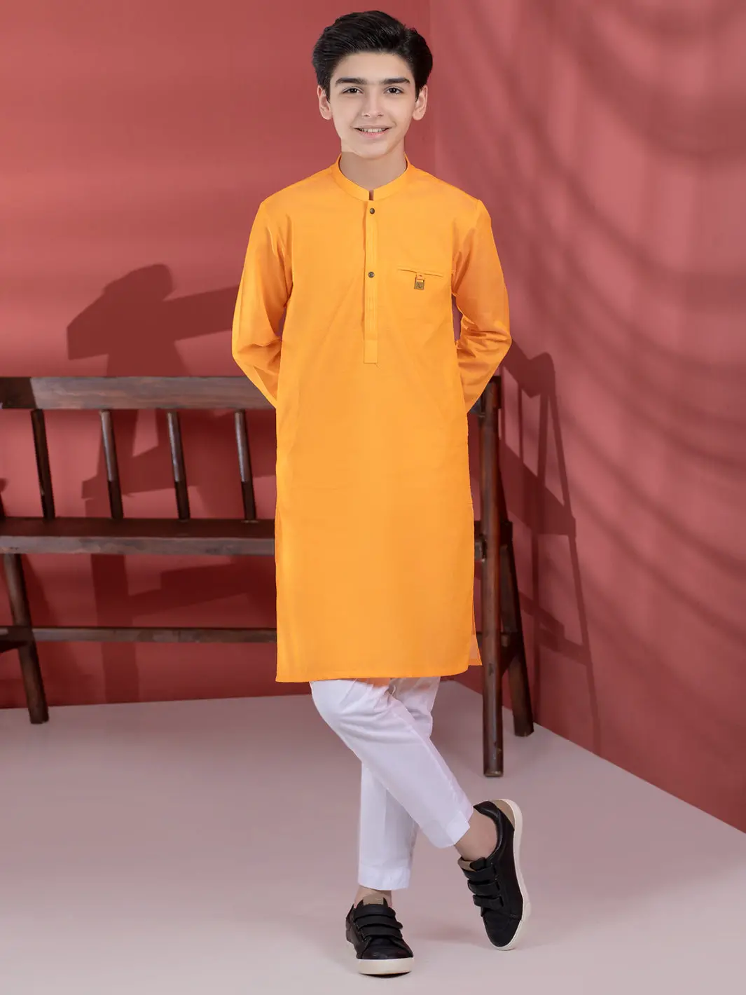 Bright Orange Blended Boy Kurta - Alt-K-012 1