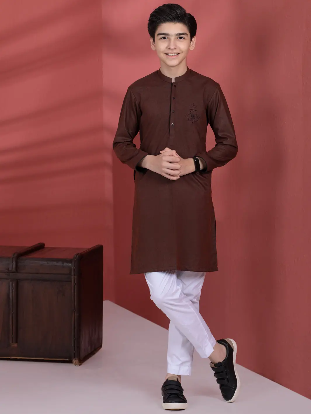 Dark Brown Blended Boy Kurta - Alt-K-013A 1