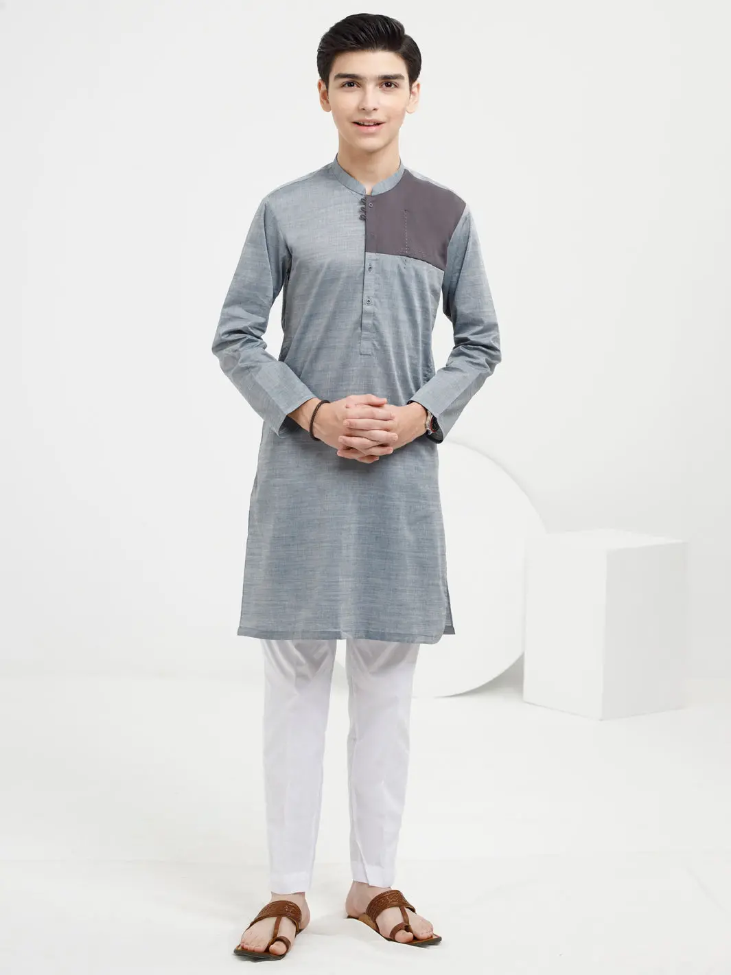 Ash Blue Cotton Kurta - Alt-K-038B 1