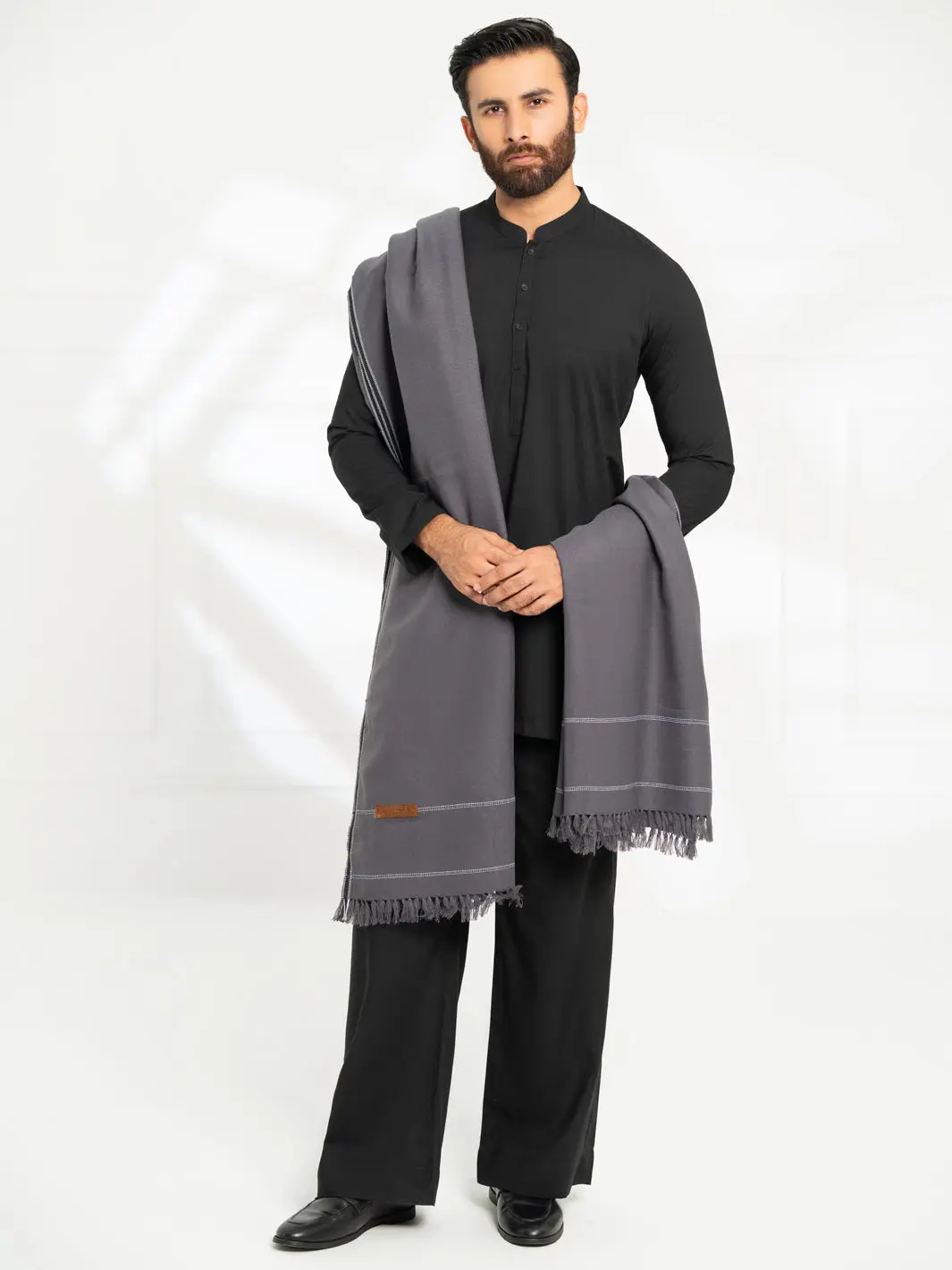 Charcoal Grey Casual Shawl - Al-Sh-043 1