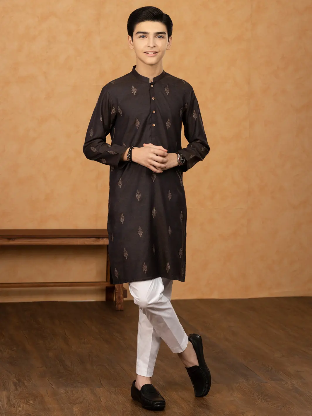 Dark Brown Blended Kurta - Alt-K-047C 1