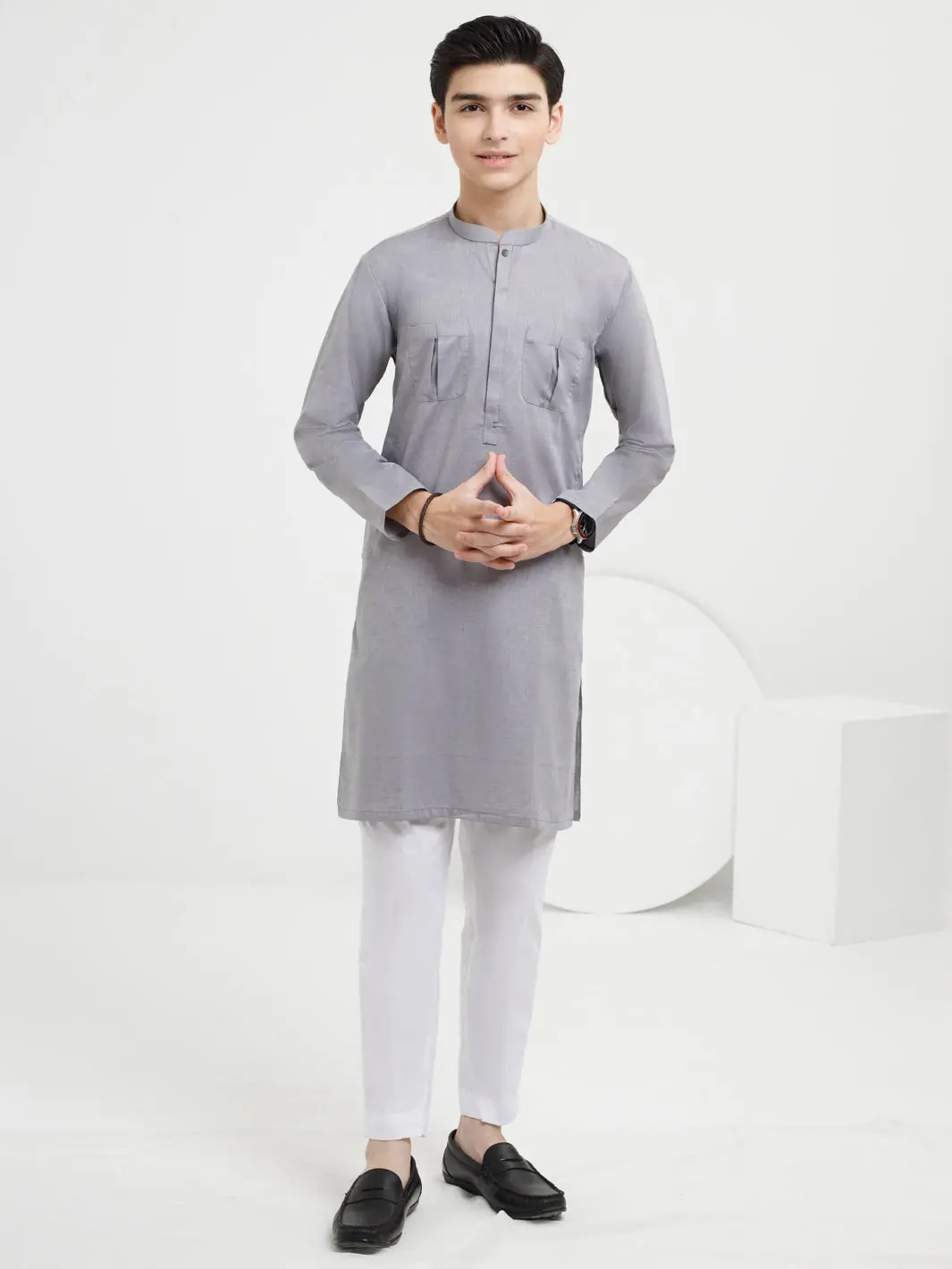 Light Grey Cotton Kurta - Alt-K-049 1