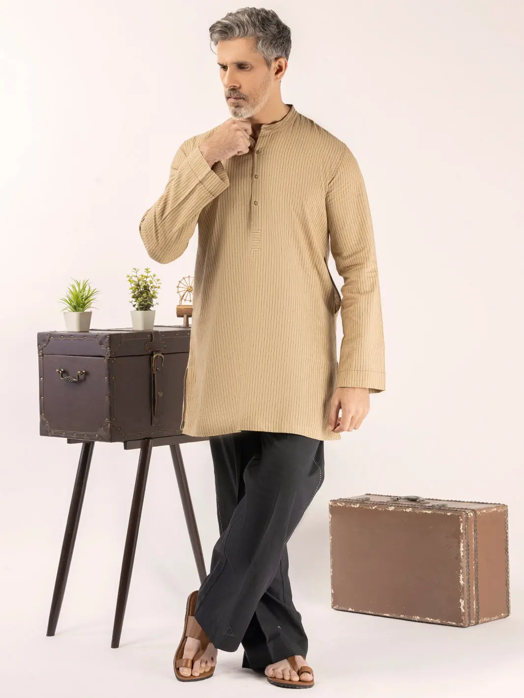 Beige Blended Kurta - Alcr-K-058 1