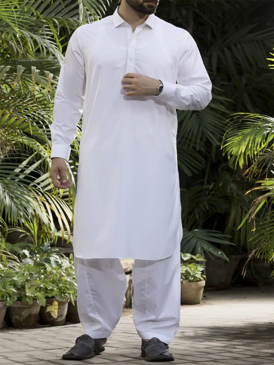 White Cotton Kameez Shalwar - Alwa-Ks-069 1