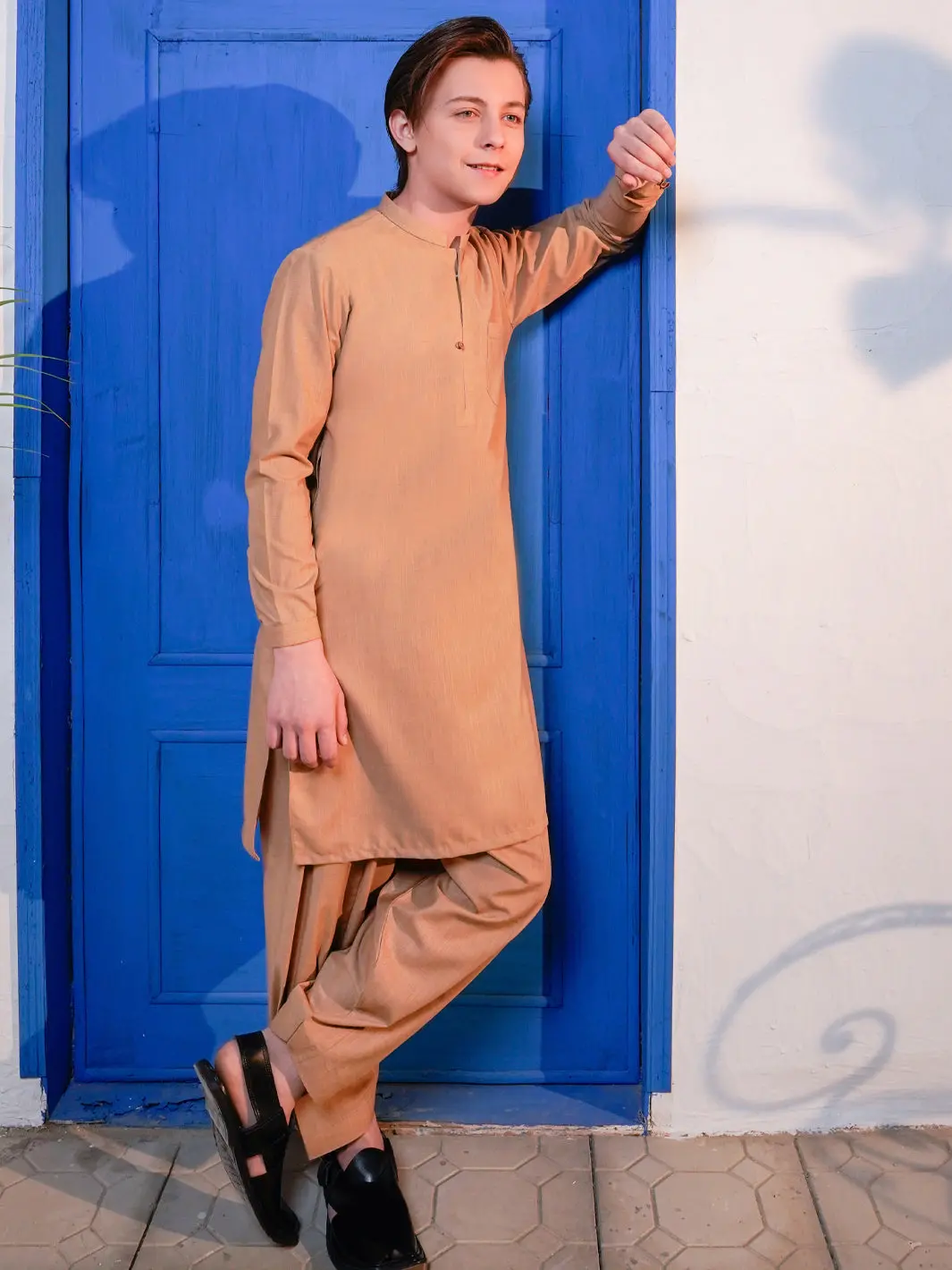 Camel Brown Blended Kameez Shalwar - Alt-Ks-069 1