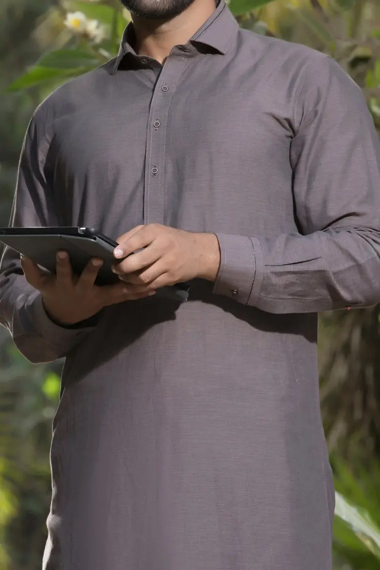 Brown Cotton Kameez Shalwar - Alwa-Ks-072 2