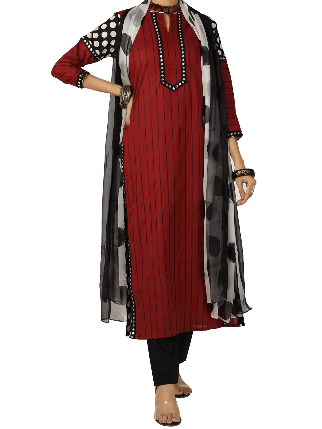 Red Blended 3Pc Stitched - Alp-080 1