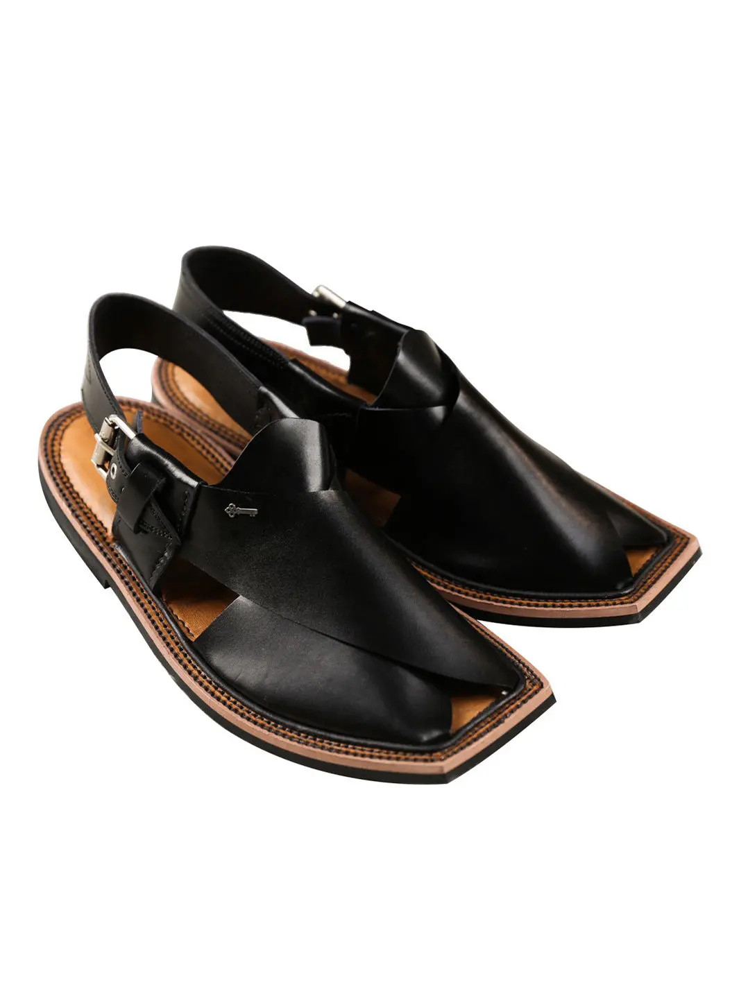 Black Peshawari Chappal - Al-Mfw-Hc-090 1