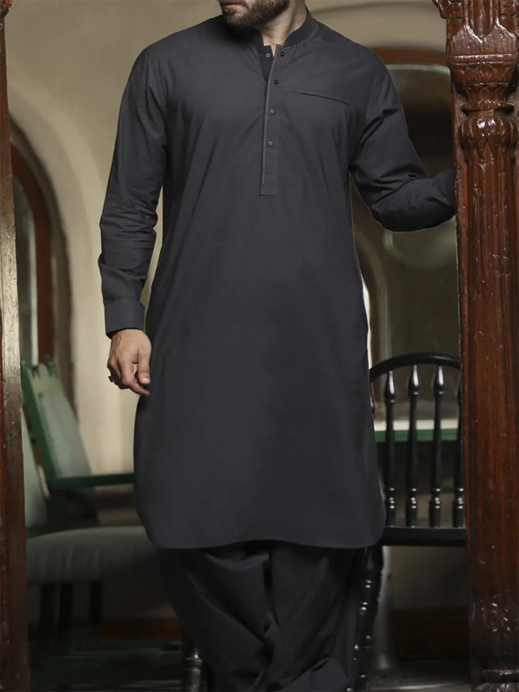 Charcoal Kameez Shalwar - Alwa-Ks-092 1