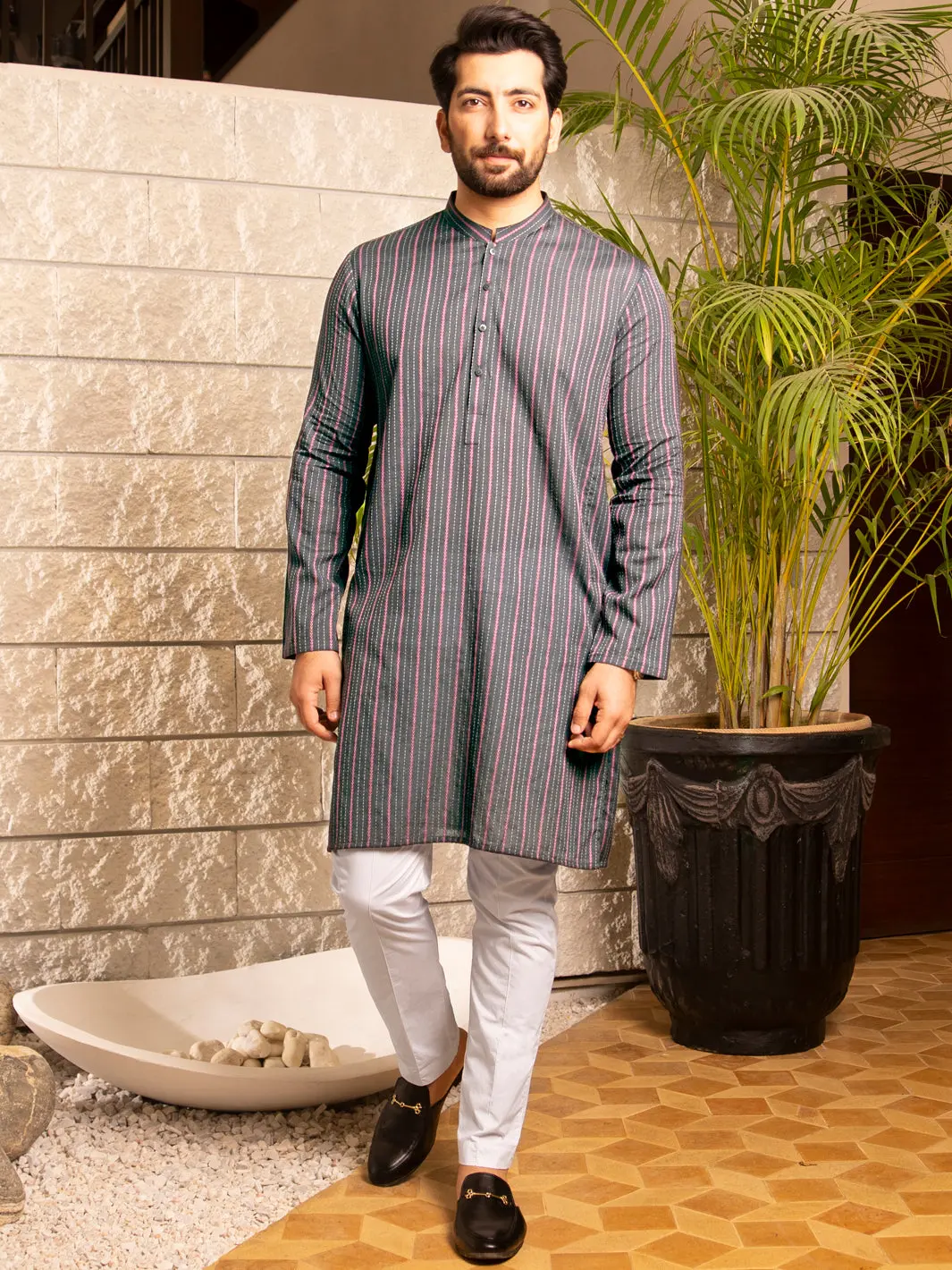 Grey Kurta - Al-K-1004 1