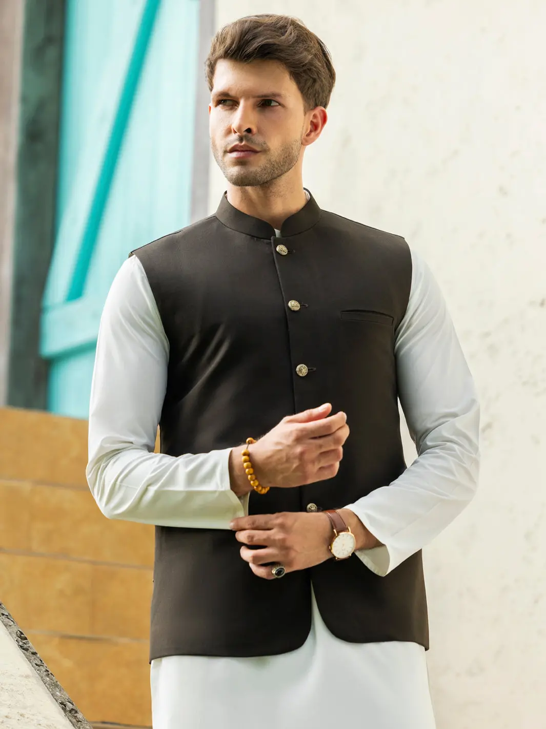 Dark Brown Blended Waistcoat - Alet-Wc-1004-R1 1