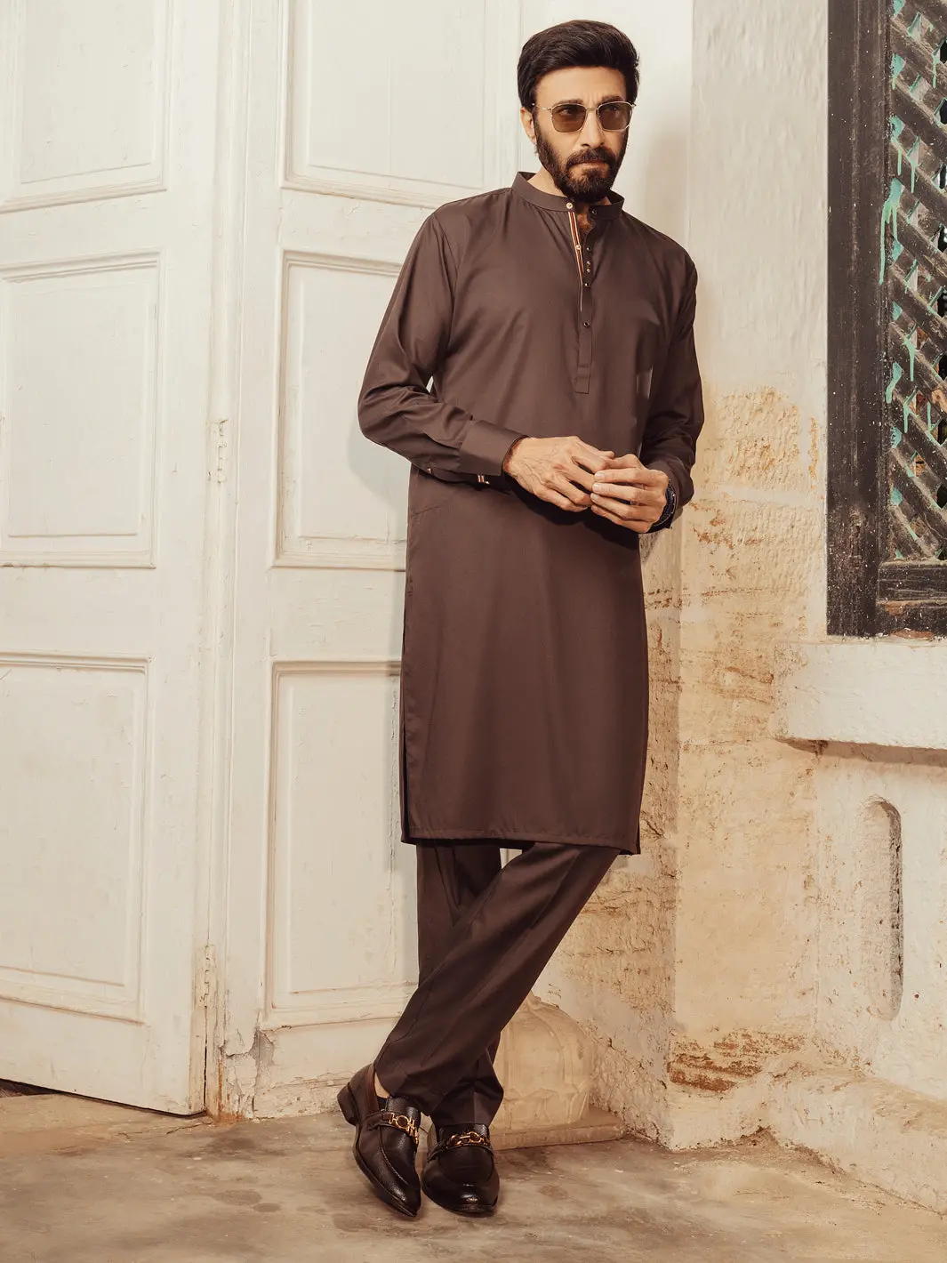 Brown Plain Kurta Trousers - Alet-Kt-1005-R3 1