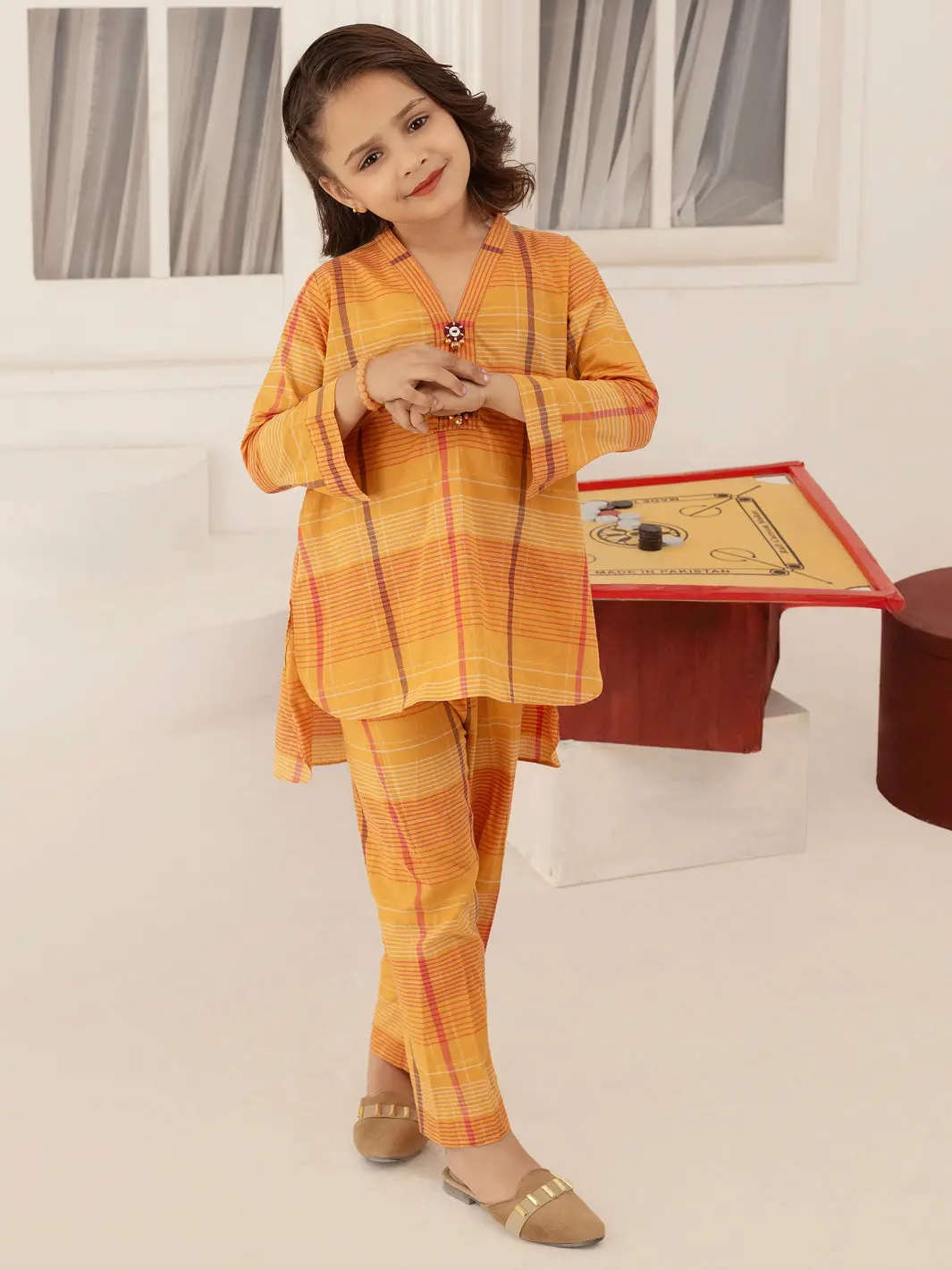 Mustard Yarn Dyed 2 Piece Stitched - Algr-2Ps-Lks-1007 1