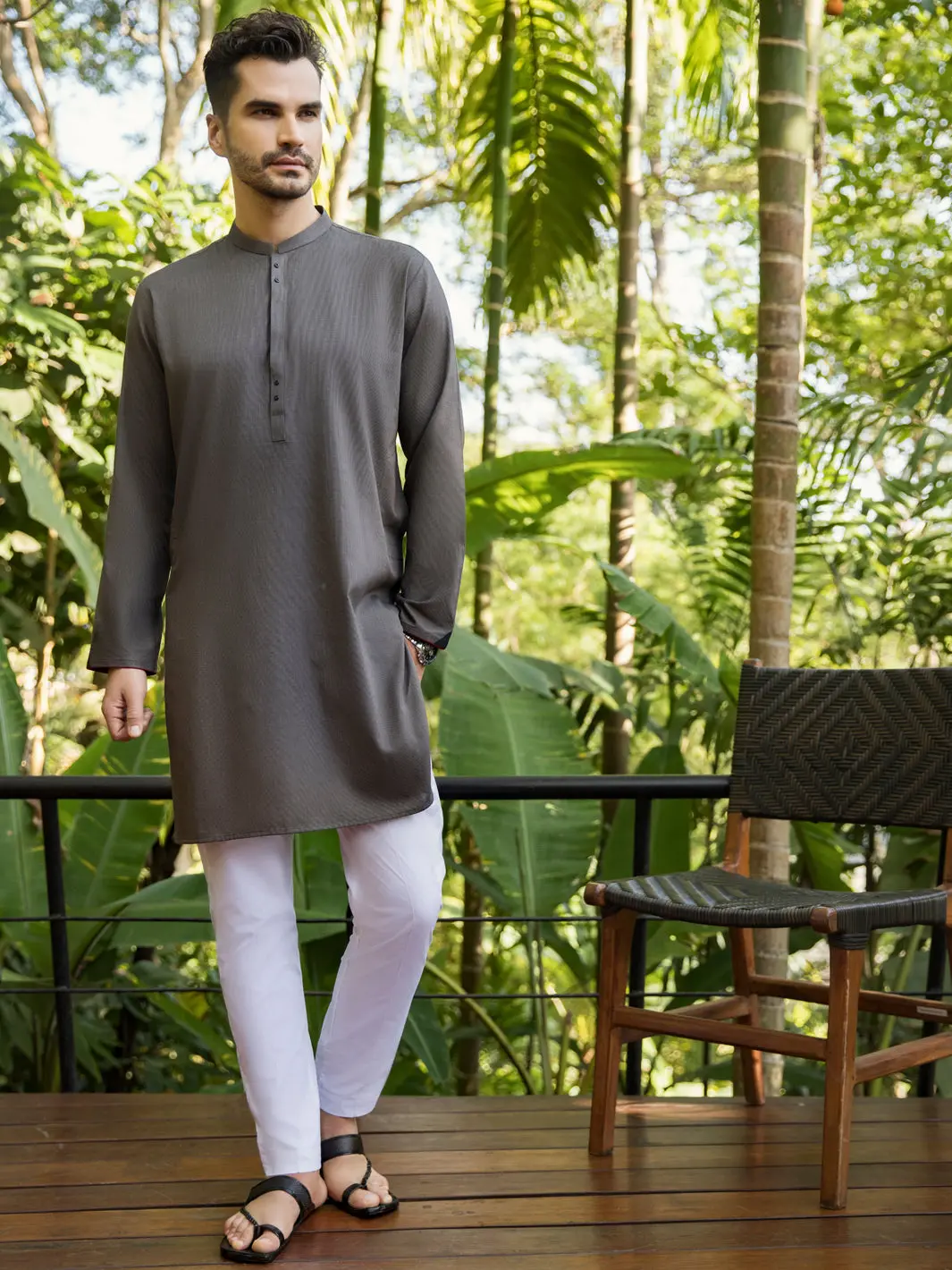Grey Kurta - Al-K-1010 1