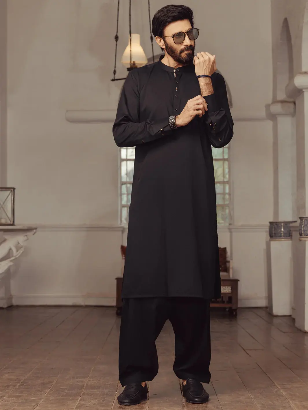 Black Plain Kameez Shalwar - Alet-Ks-1014-R4 1