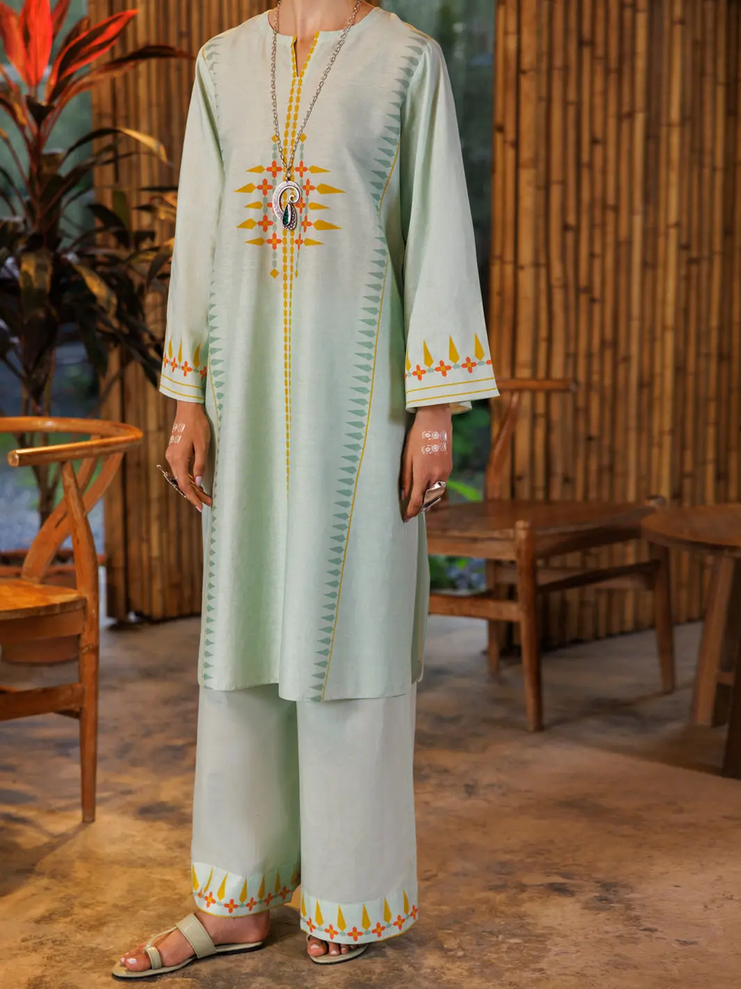 Sage Green Lawn 2Pc Stitched - Al-2Ps-Lks-1016 1