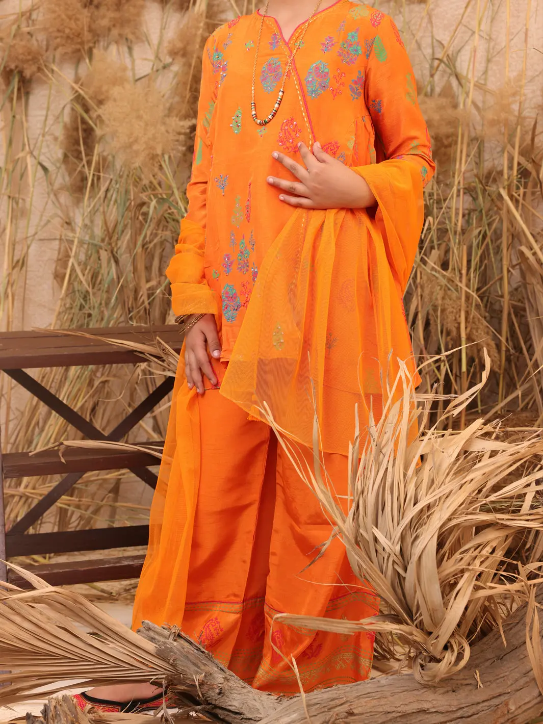 Orange Raw Silk 2 Piece Stitched - Alt-2Ps-Lks-1017 1