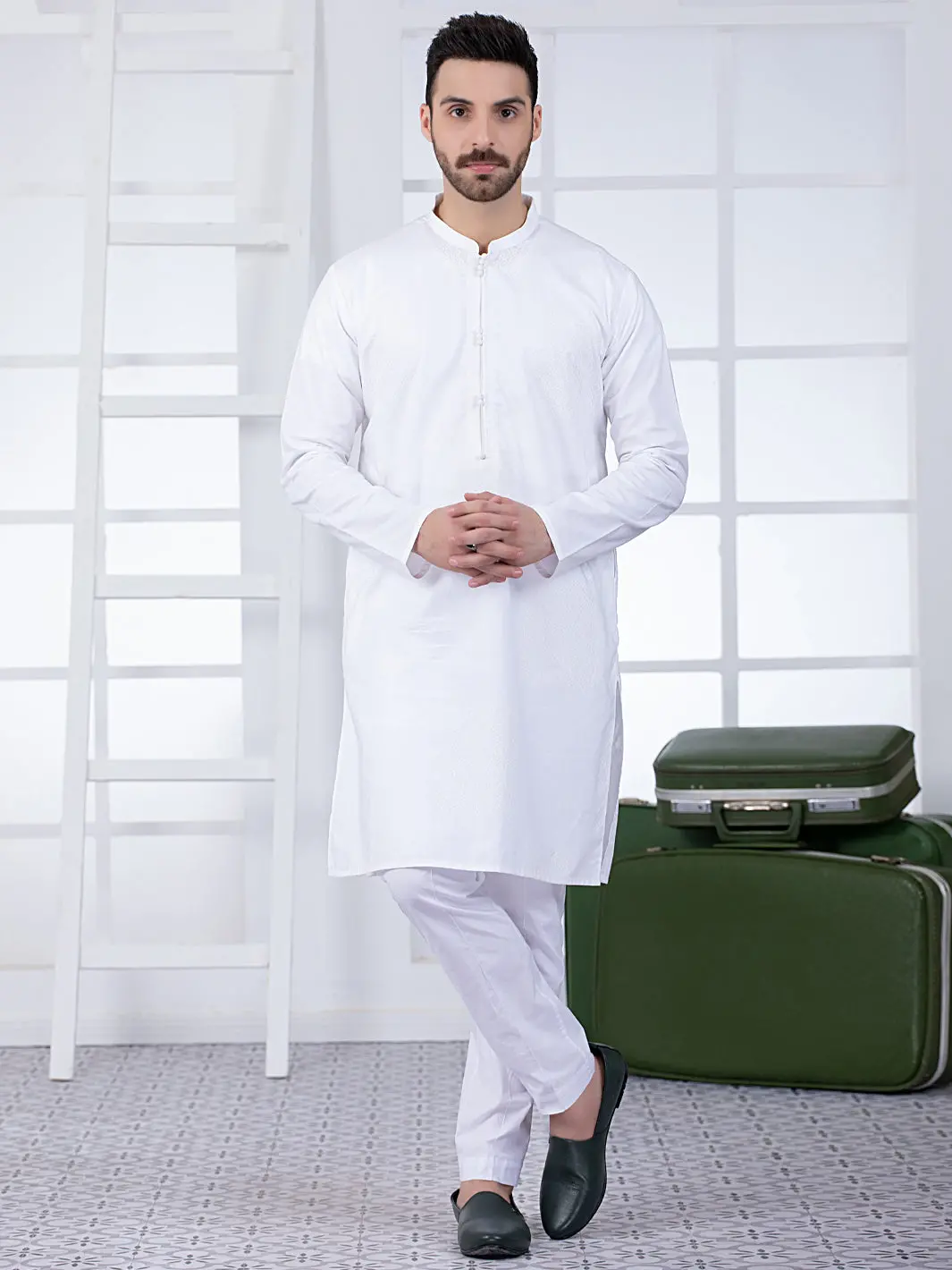 White Cotton Kurta - Al-K-1018 1