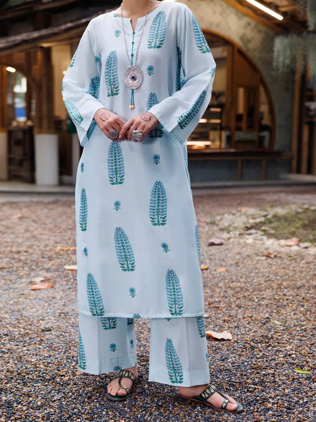 Sky Blue Cotton Dobby Square 2Pc Stitched - Al-2Ps-Lks-1023 1