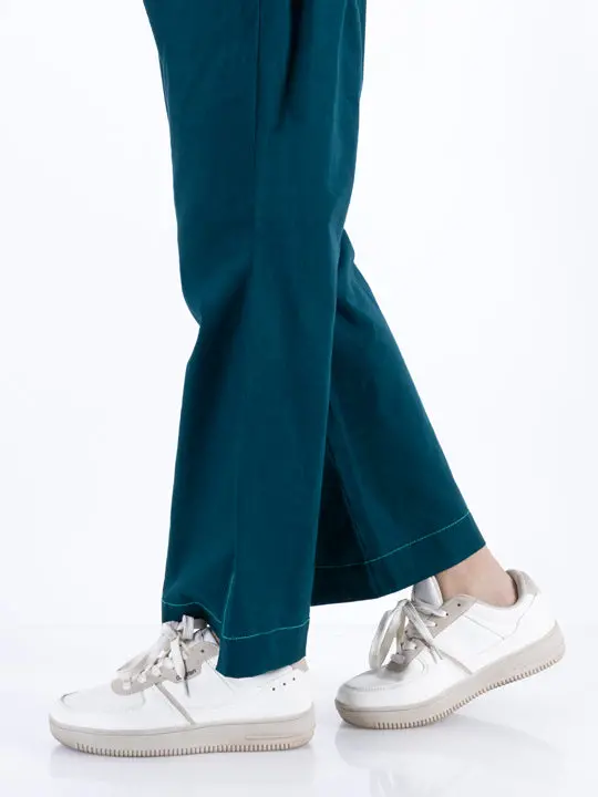 Dark Green Cambric Girl Trousers - Alt-T-1025 1