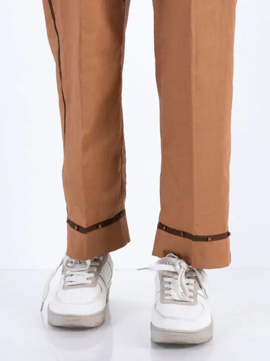 Khaki Cambric Girl Trousers - Alt-T-1027 1