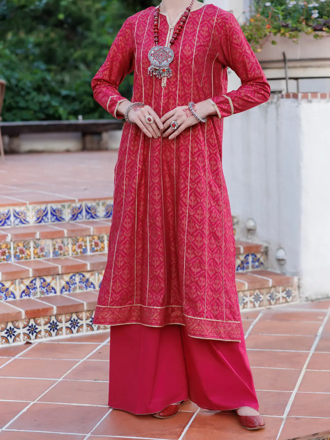 Fuchsia Lawn Kurti - Al-Lk-1029 1