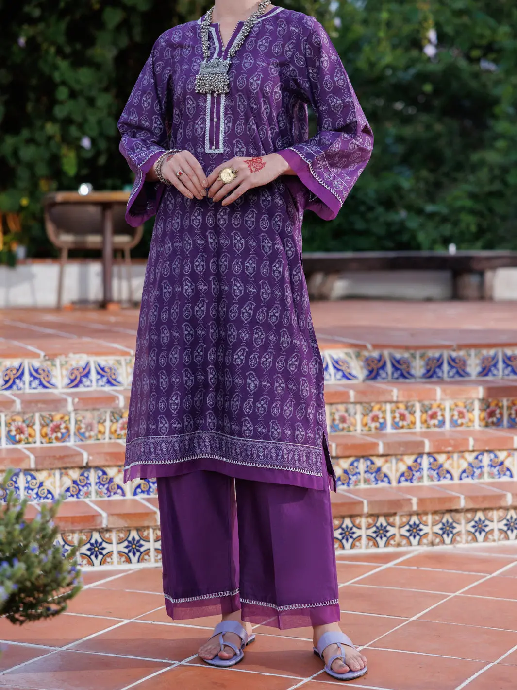 Purple Lawn Tunic - Al-Lk-1032 1