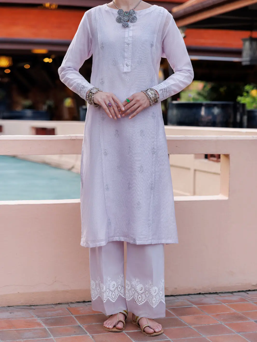 Light Purple Khaddi Net Tunic - Al-Lk-1036 1