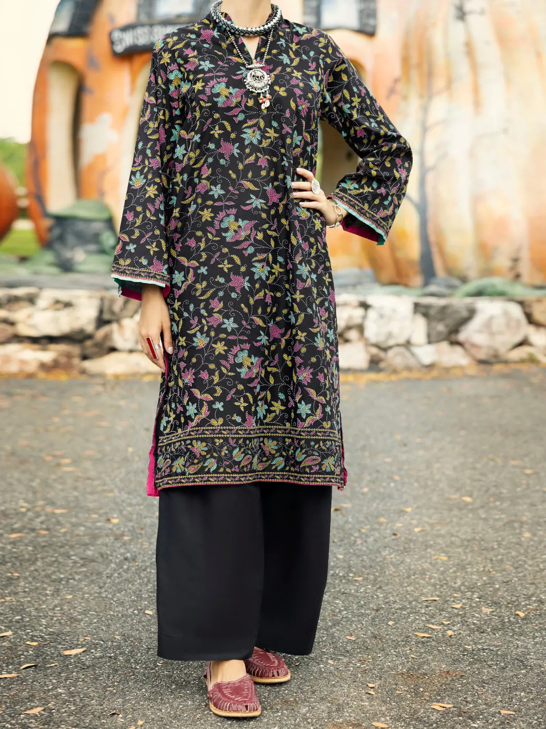 Black Lawn Kurti - Al-Lk-1042 1