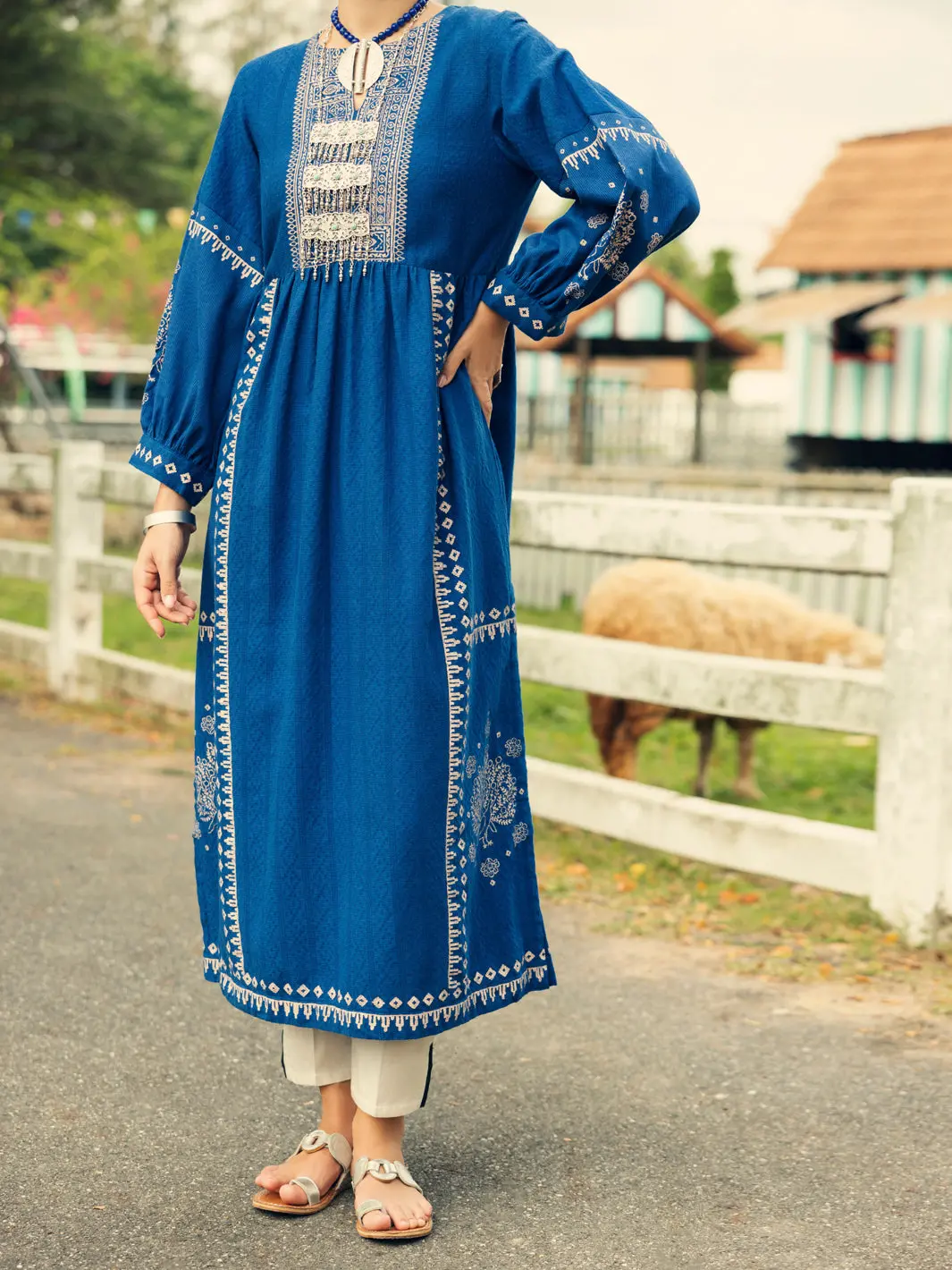 Blue Dobby Kurti - Al-Lk-1045 1