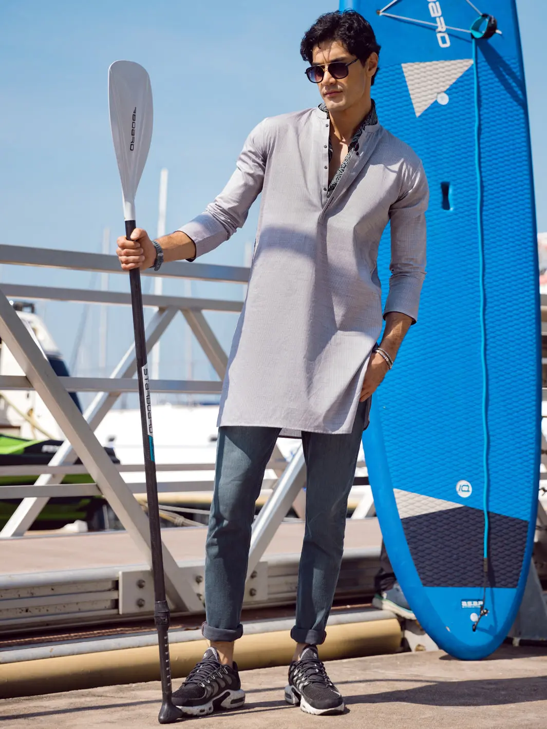 Grey Kurta - Al-K-1053 1