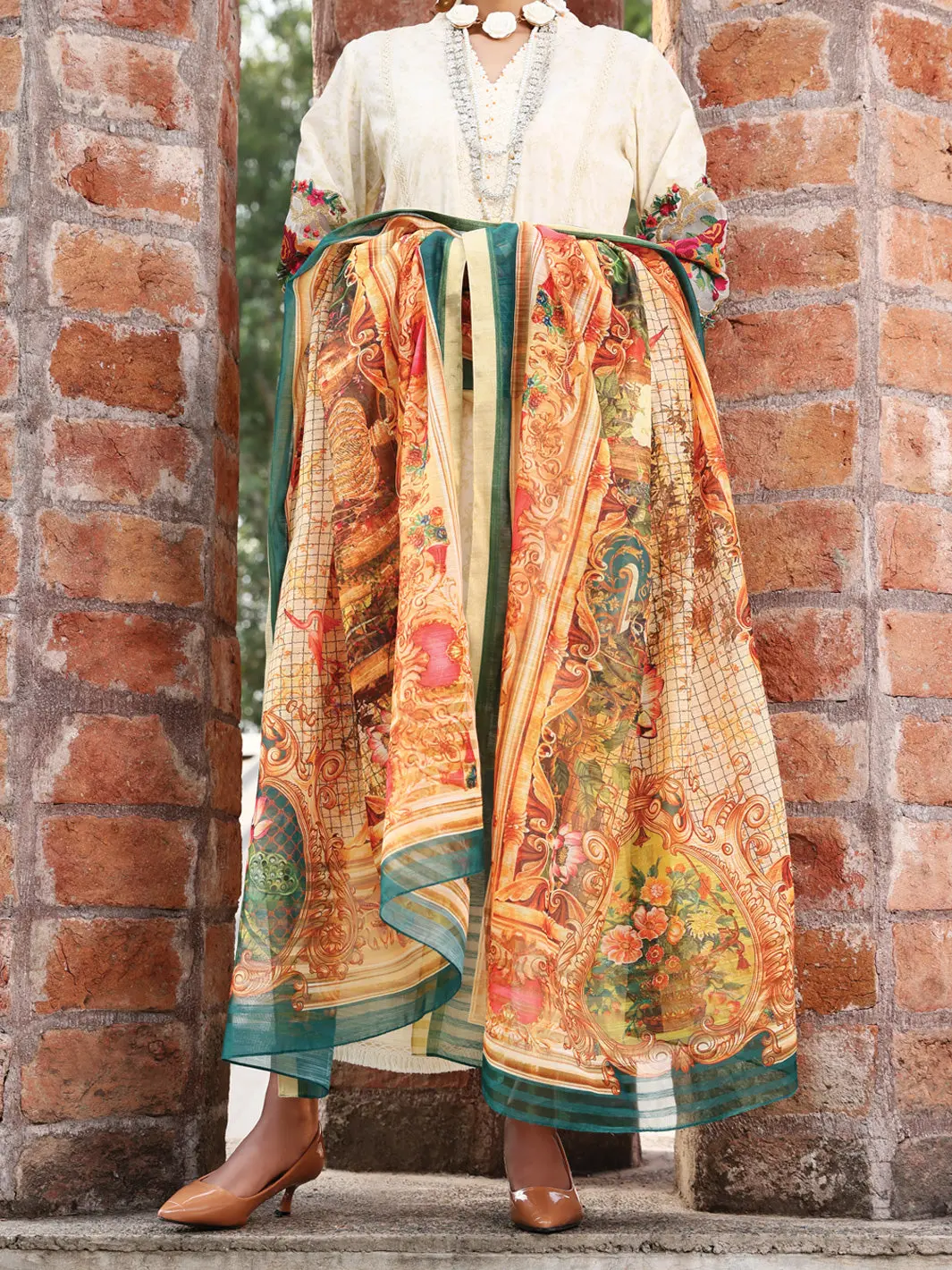 Off White Lawn 3Pc Stitched - Alp-3Ps-1060/S 1