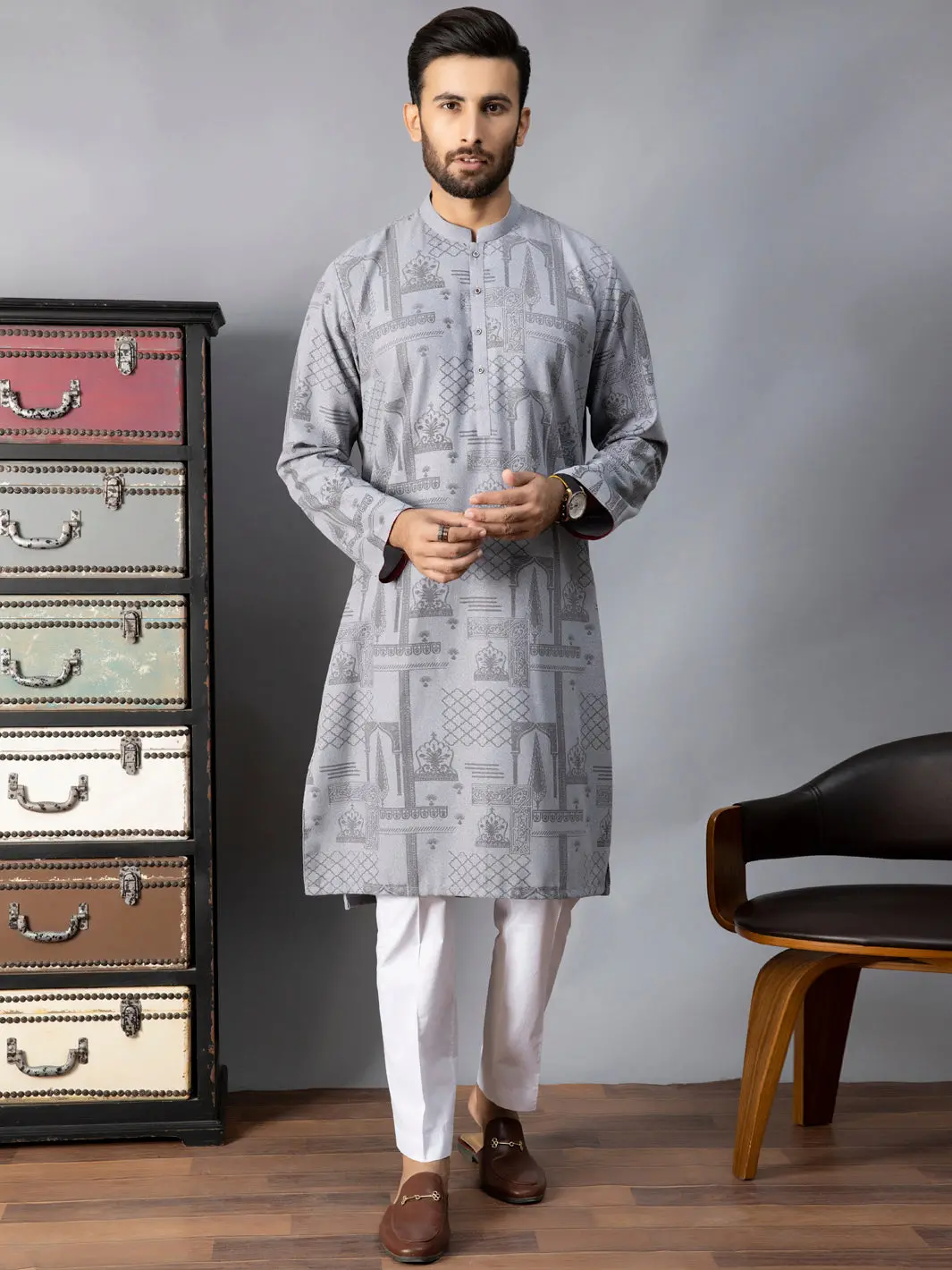 Light Grey Kurta - Al-K-1081 1