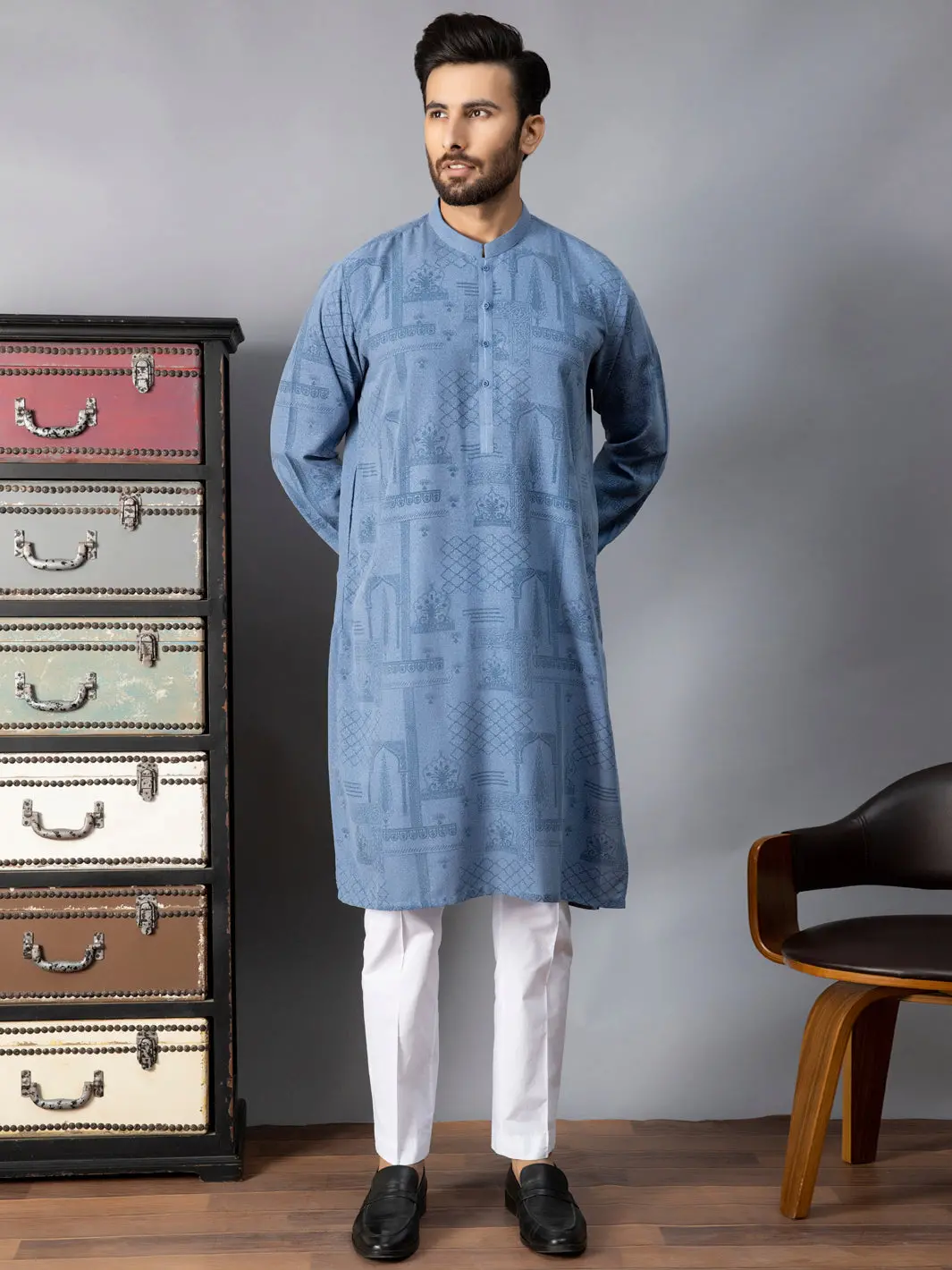 Blue Kurta - Al-K-1082 1