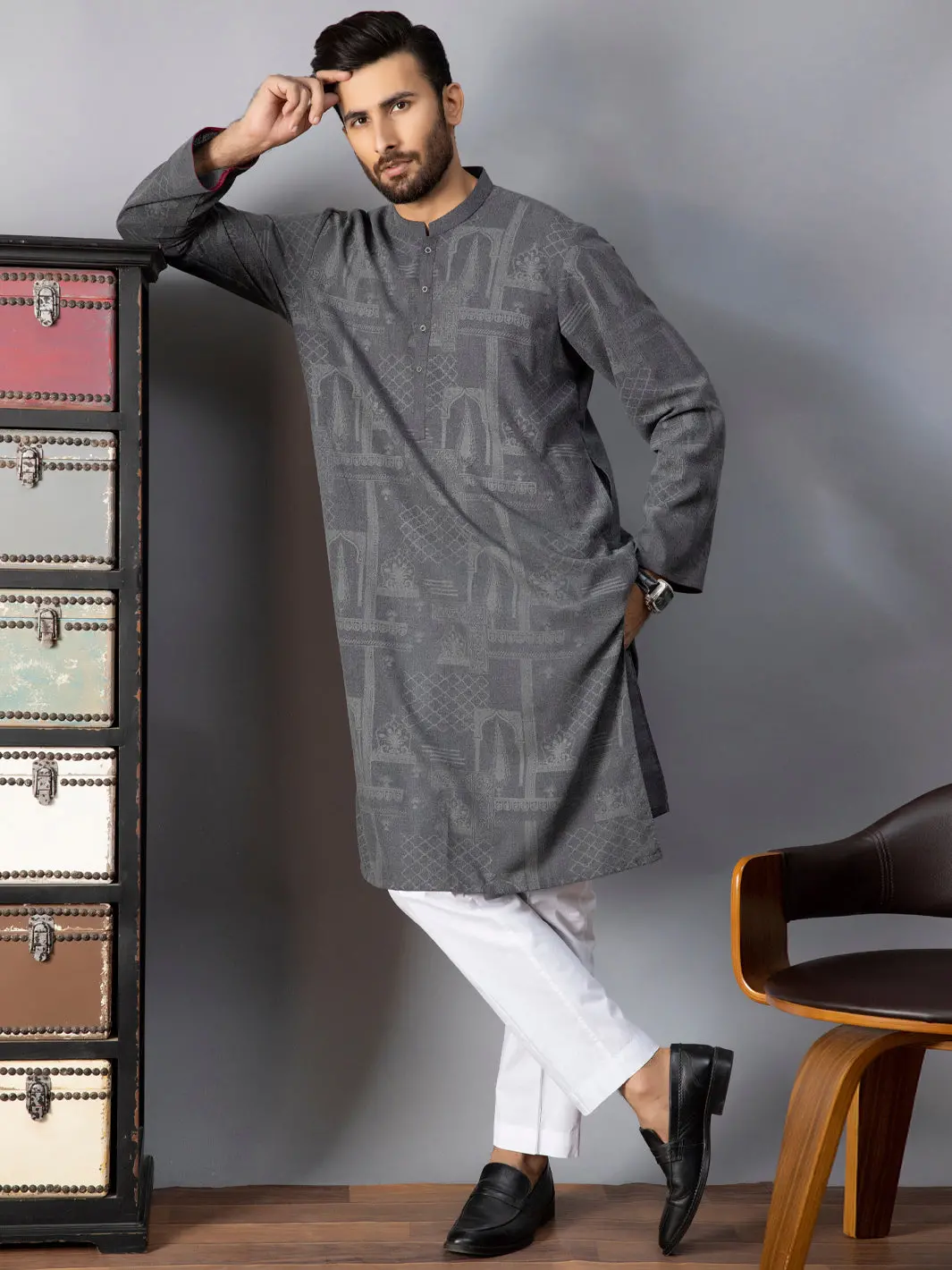 Dark Grey Kurta - Al-K-1083 1