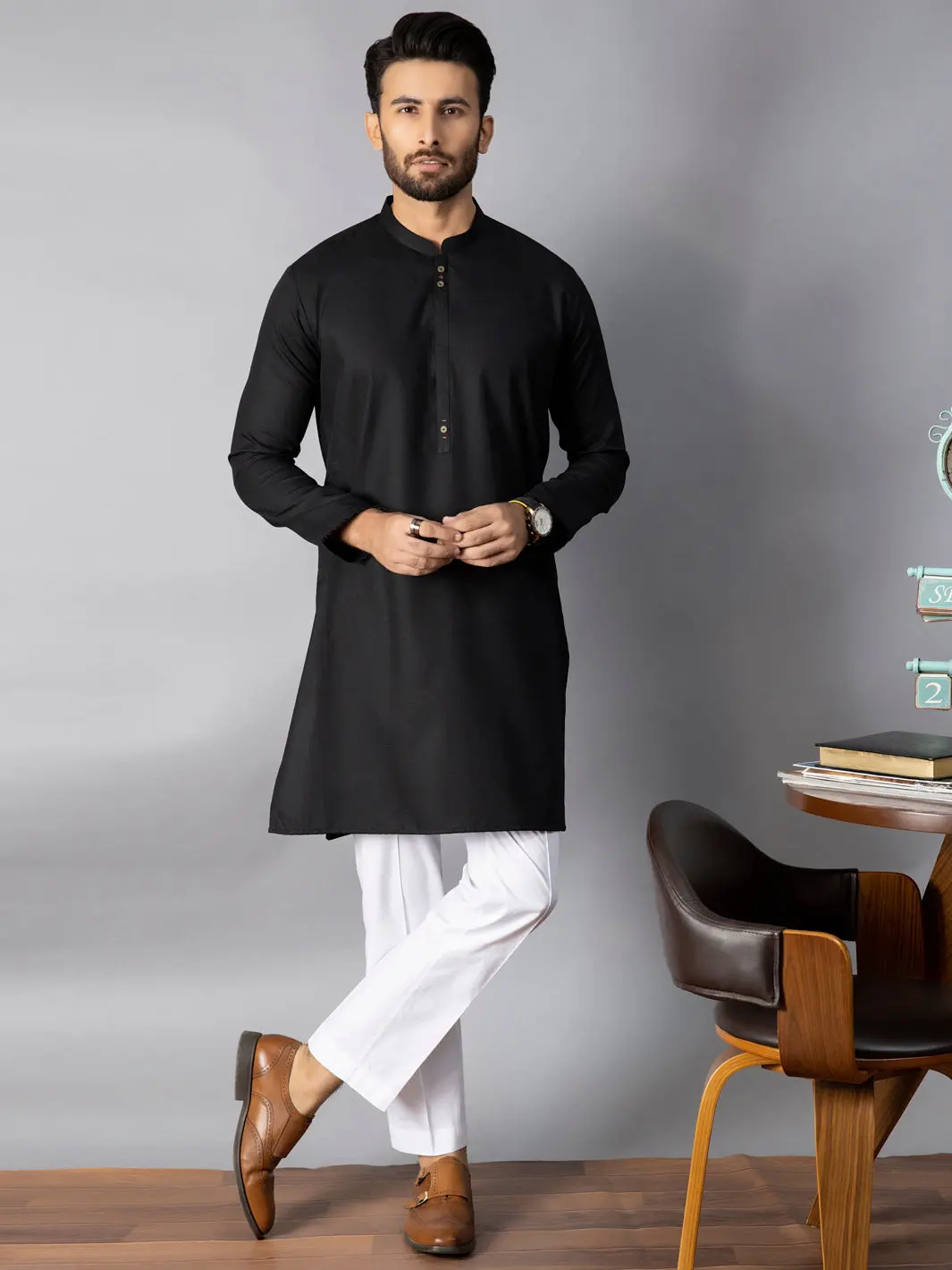 Black Kurta - Al-K-1085E 1