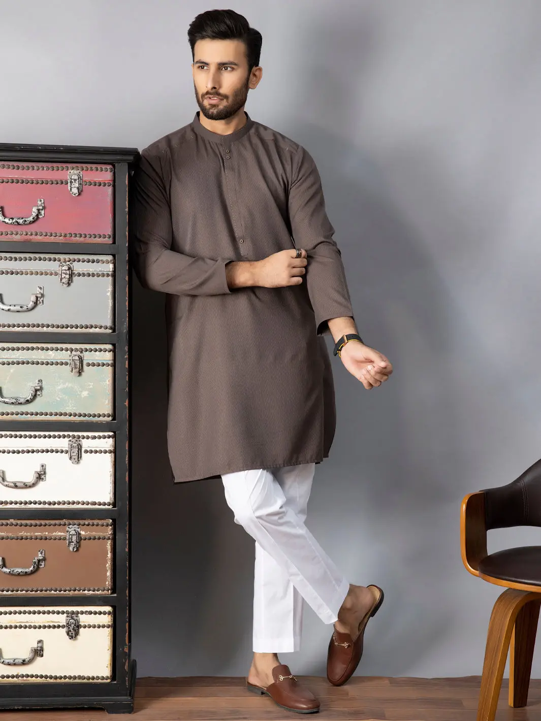 Brown Blended Kurta - Al-K-1086C 1