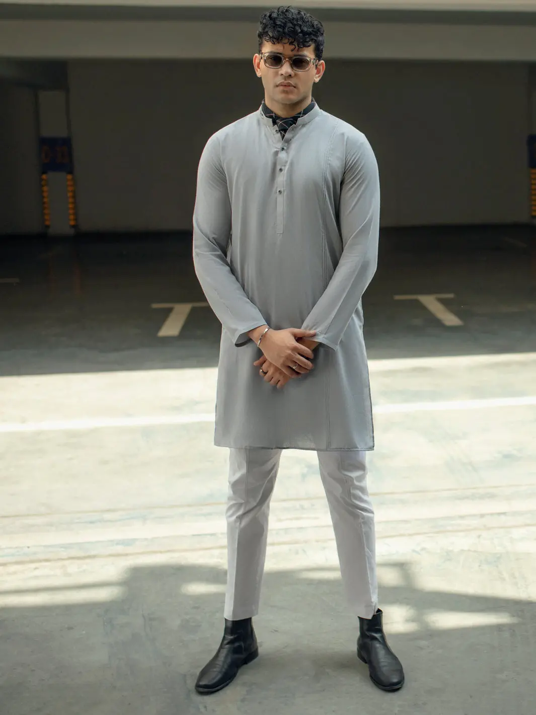 Light Grey Kurta - Al-K-1088 1