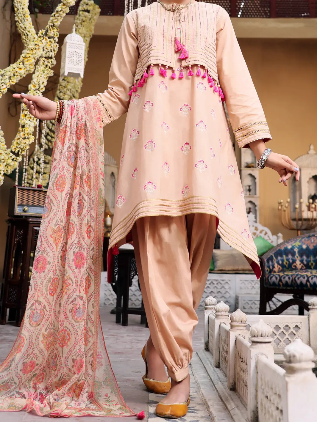 Beige Cambric 3Pc Unstitched - Alp-3Ps-1093 1
