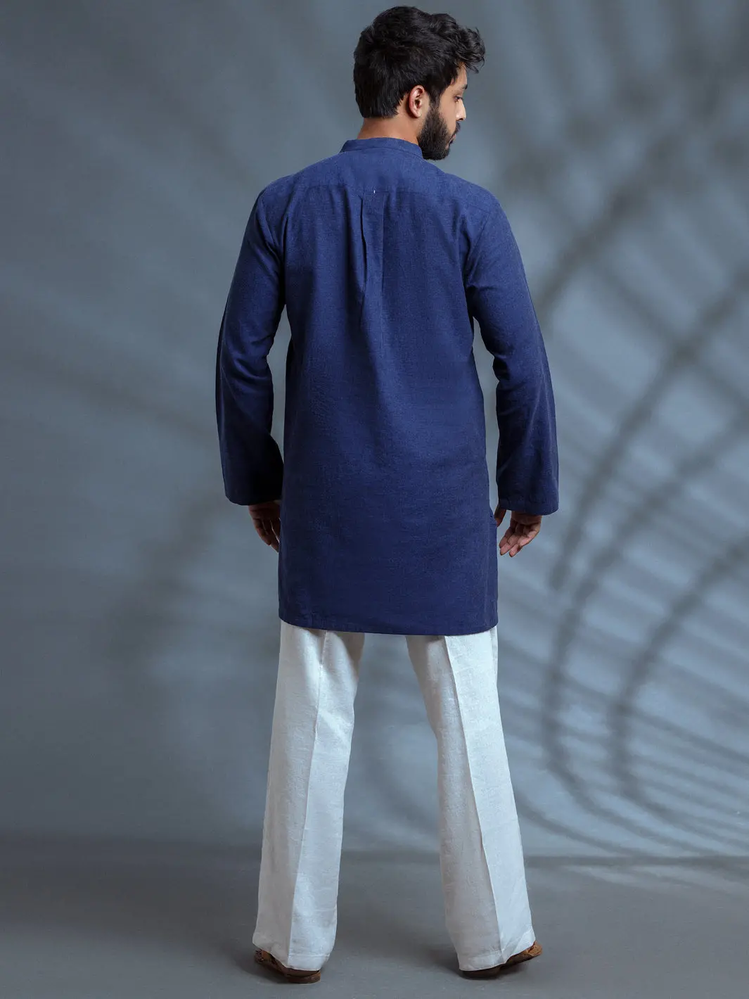 Blue Linen Short Kurta - Alcr-K-010 5