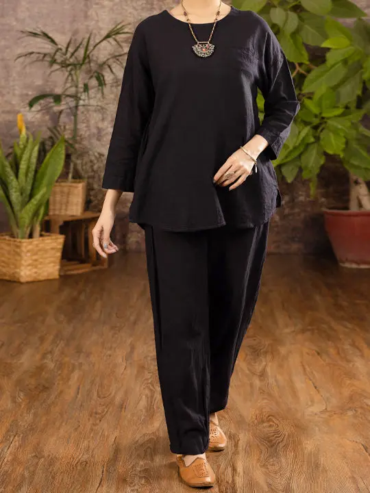 Black Linen 2Pc Stitched - Alcr-2Ps-Lks-1100 1