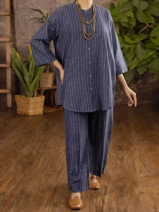 Blue Linen 2Pc Stitched - Alcr-2Ps-Lks-1101 1