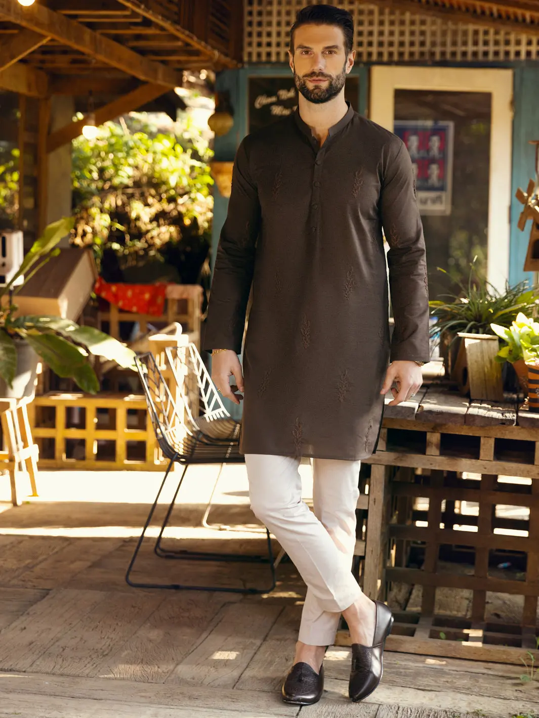 Dark Brown Kurta - Al-K-1103C 1