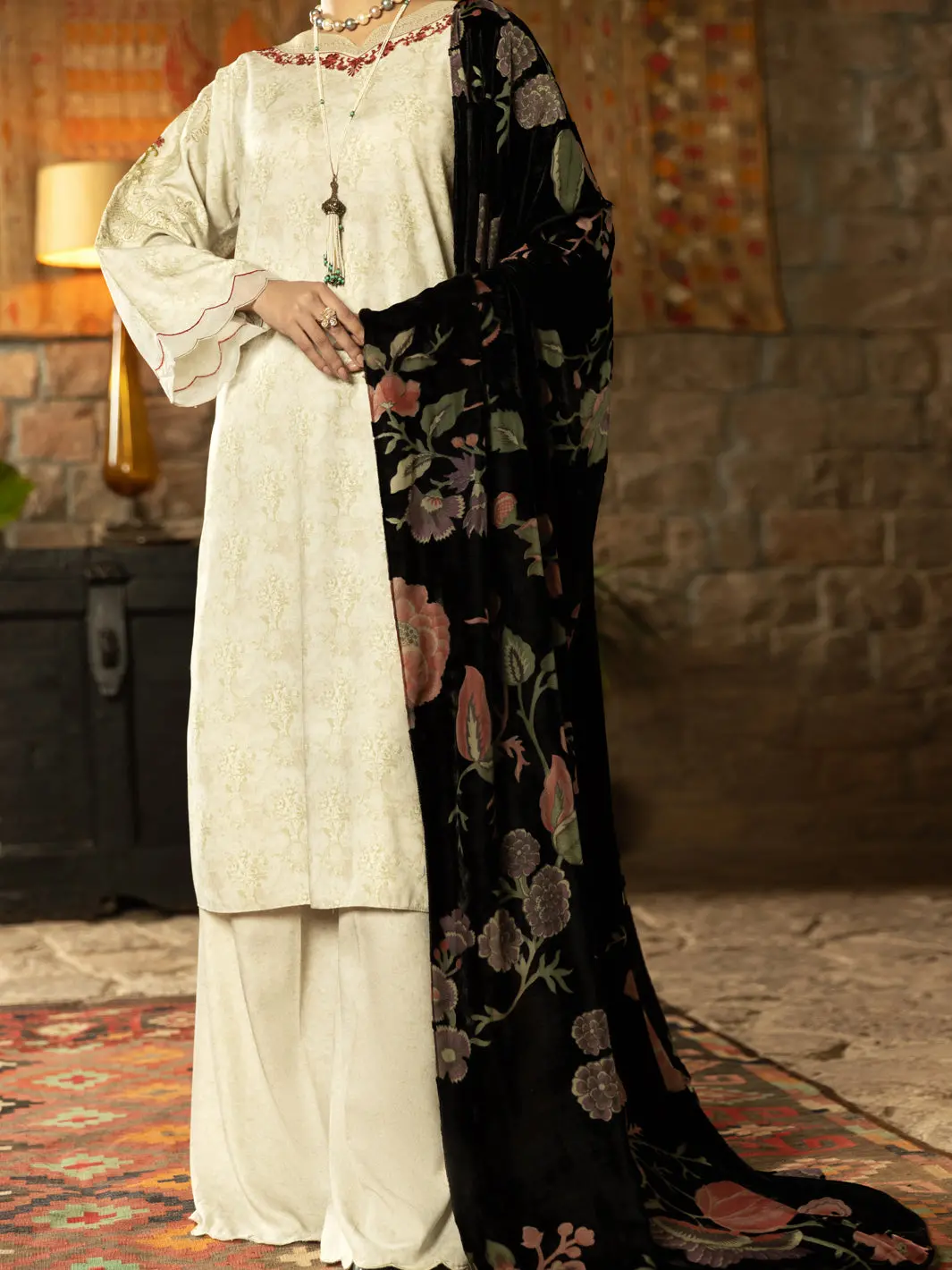 Beige Viscose Twill 3Pc Unstitched - Awp-3Ps-539 1