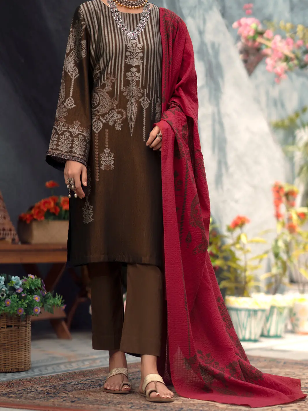 Brown 3Pc Stitched - Awp-3Ps-557 1