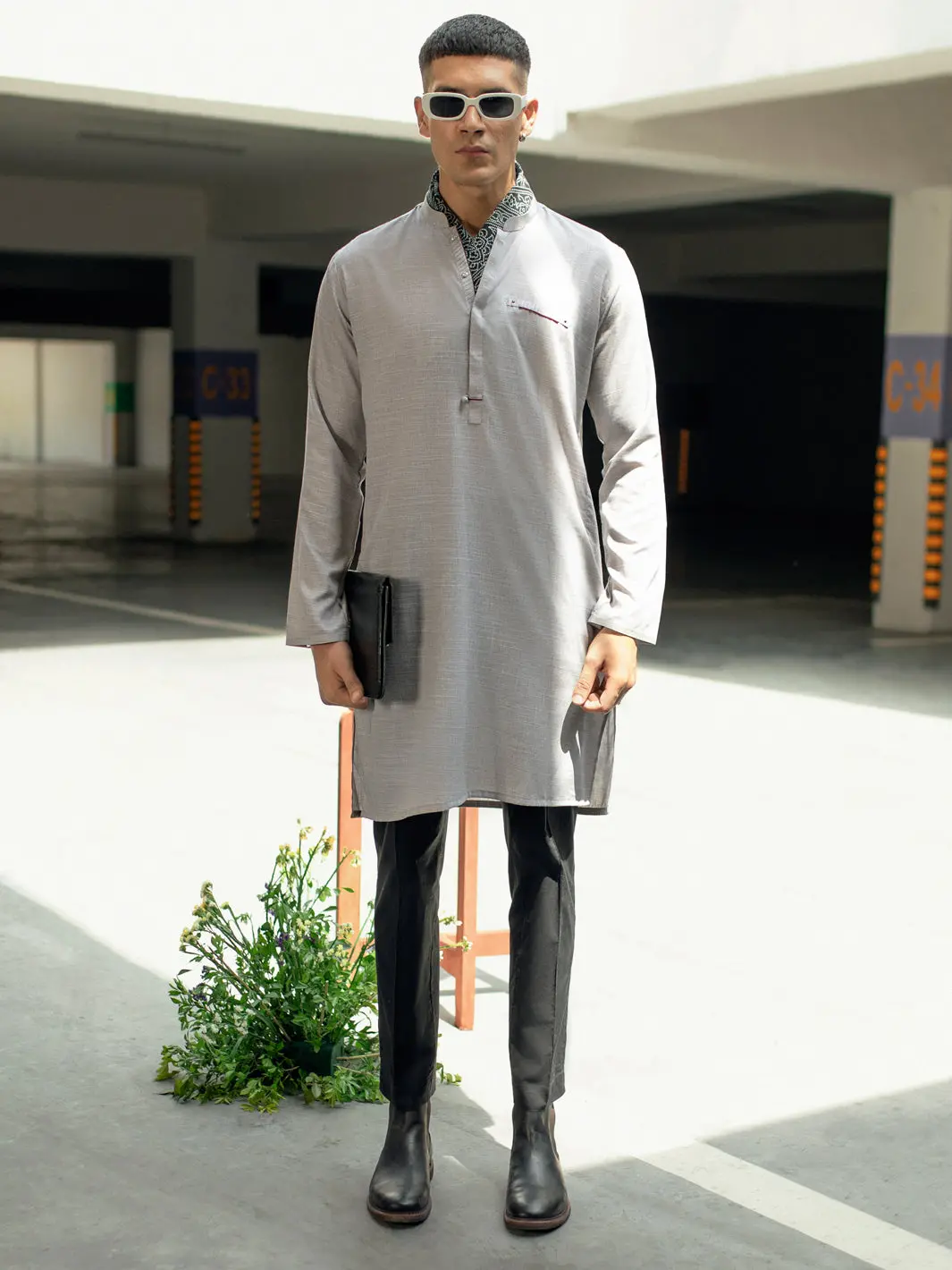 Light Grey Kurta - Al-K-1113C 1
