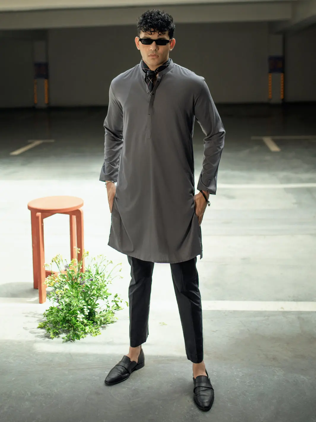 Grey Kurta - Al-K-1115 1